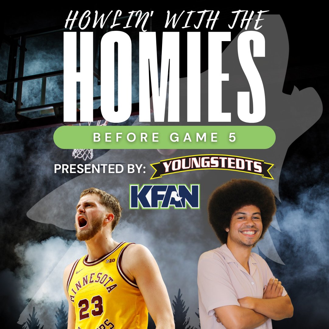 Get fired up for #WolvesIn5 with Howlin' with the Homies tonight! TUNE IN at 7pm as <a href="/MaxxFuller/">Maxx aka Humphrey Frogart aka Maxxel Rose</a> and <a href="/Parkerfox24/">Parker Fox</a> get you ready for the tip off at 8:30pm, all thanks to <a href="/youngstedts/">Youngstedts</a>!

<a href="/iHeartRadio/">iHeartRadio</a> | #WolvesBack 
🎧: KFAN.com/Listen
📲: KFAN.com/Watch