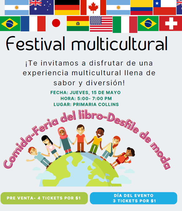 Collins Elementary (@explorerscol) on Twitter photo Attention Collins Families: Multicultural Night!
We invite you to enjoy a multicultural experience full of flavor and fun!
¡Te invitamos a disfrutar de una experiencia multicultural llena de sabor y diversión!
Thursday, May 15, 2025
5:00 - 7:00 PM Attention Collins Families: Multicultural Night!
We invite you to enjoy a multicultural experience full of flavor and fun!
¡Te invitamos a disfrutar de una experiencia multicultural llena de sabor y diversión!
Thursday, May 15, 2025
5:00 - 7:00 PM