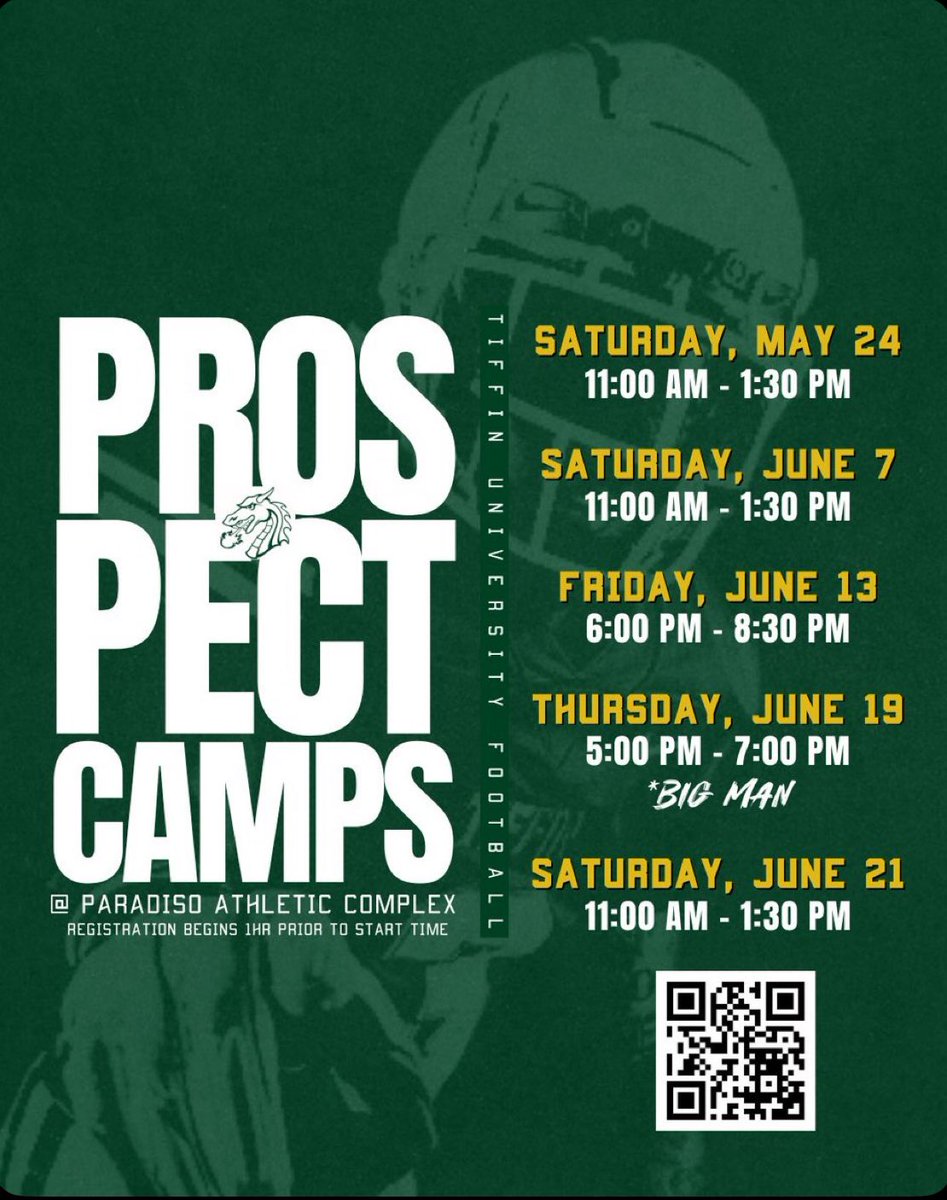 Thank you Tiffin University for the camp invite.