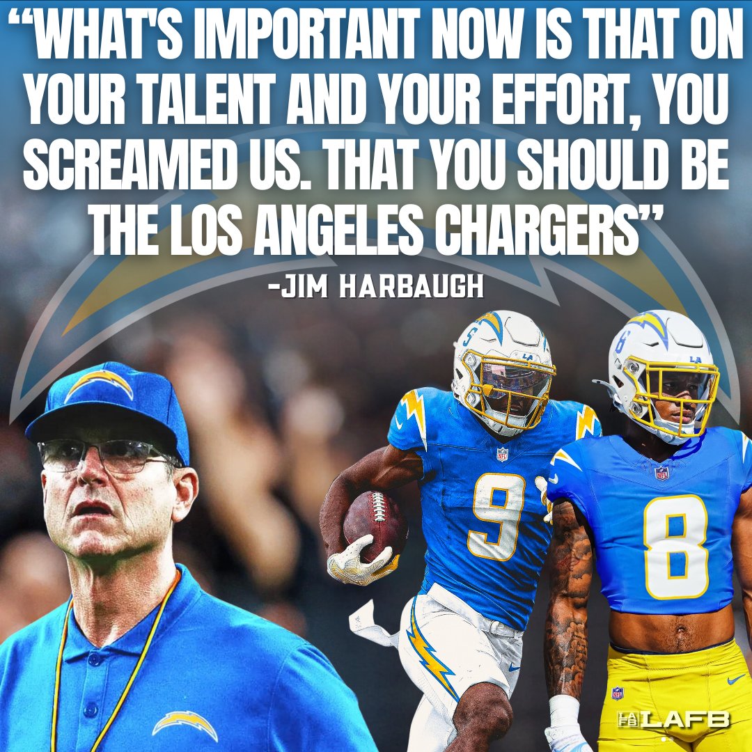 LAFBNetwork's tweet photo. Jim Harbaugh to #Chargers rookies before their first practice:

“On your talent and effort, you screamed us. That you should be the Los Angeles Chargers.” ⚡️🔥

Now that’s how you set the tone. #BoltUp https://t.co/8wrGFwcwOM