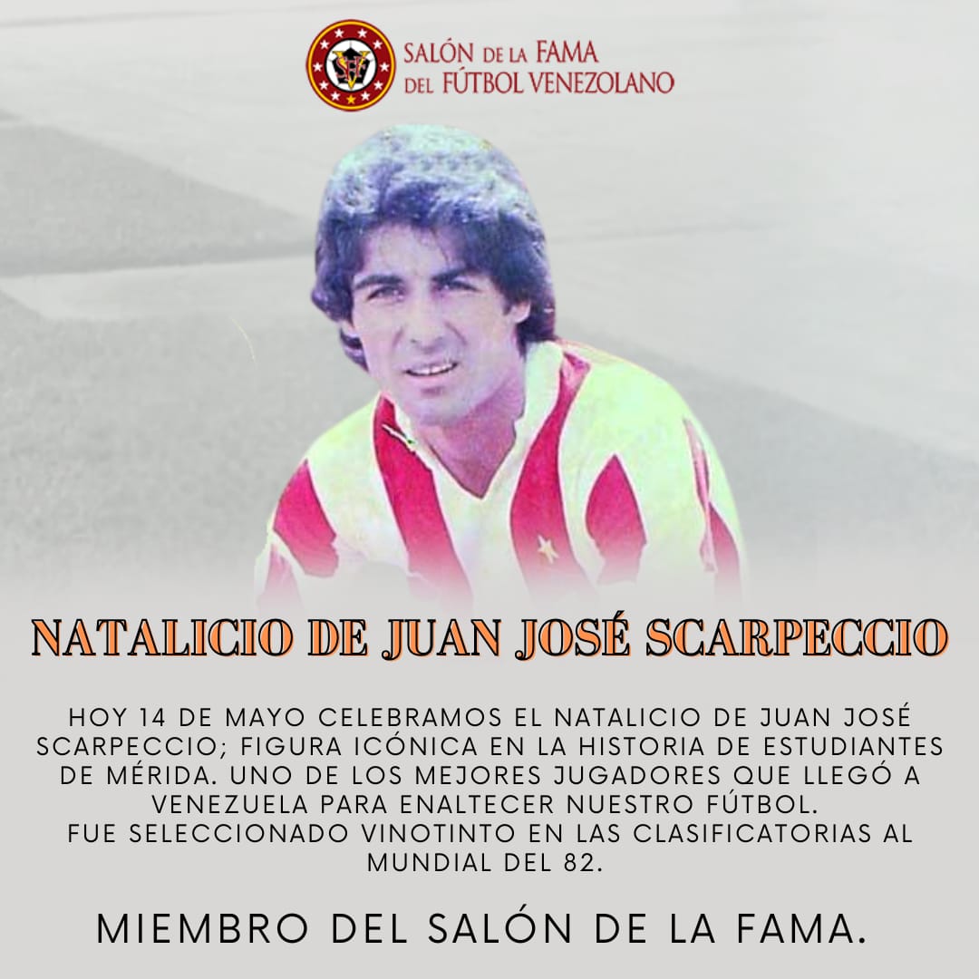 Hoy celebramos el Natalicio de Juan José Scaperccio figura trascendental en la historia de Estudiantes de Mérida. Tercer máximo anotador del club. Internacional venezolano durante la Clasificatoria a la Copa del Mundo de 1982. Miembro del Salón de la Fama.