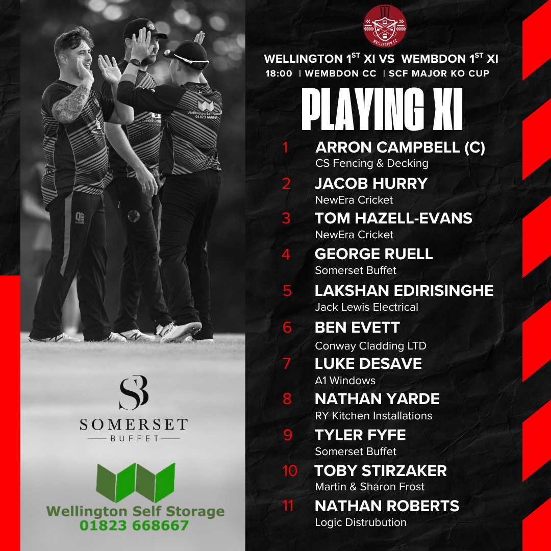 🚀MAJOR KNOCKOUT CUP ACTION 🚀

Our first XI travel to <a href="/wembdoncc/">Wembdon Cricket Club</a> for the first round of the <a href="/SomCricketFDN/">Somerset Cricket Foundation 🏏</a>  Major Knockout Cup.

TEAMSHEET 👇