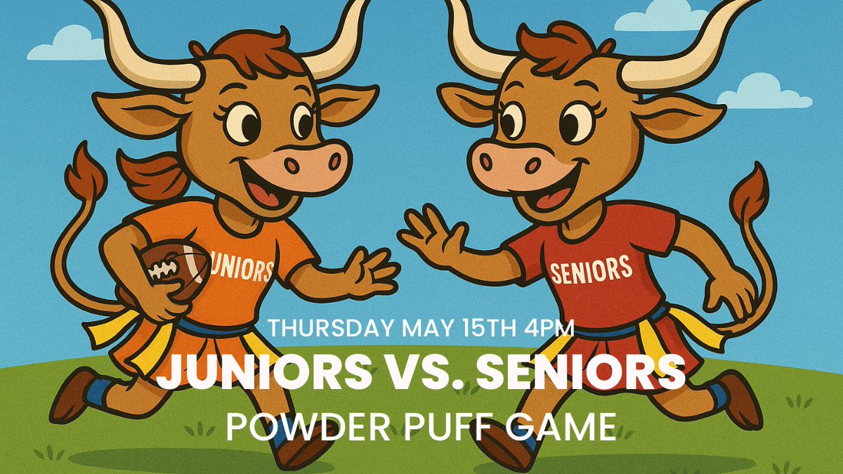 Don’t forget our Spring Game festivities start with our Juniors vs. Seniors Powder Puff Game. 4pm.