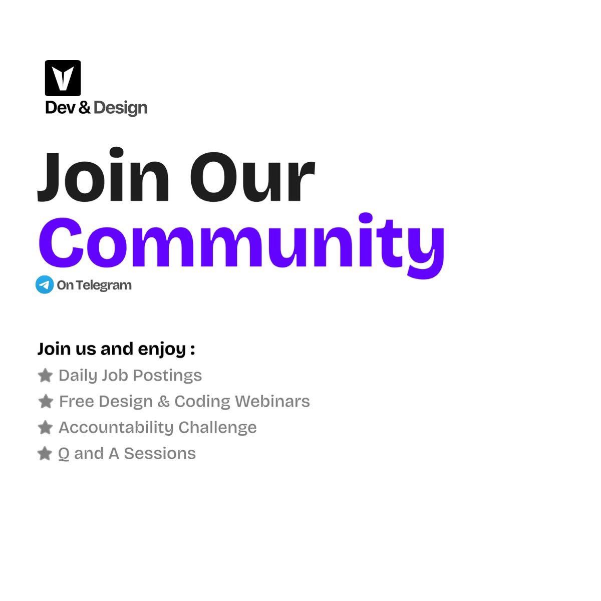 The doors to our community are open, and we saved you a seat!

✨ Learn together
✨ Share your work
✨ Grow with people on the same journey

🔗 Tap the link to join us now - 
t.me/+7ACkJfGWUTswZ…