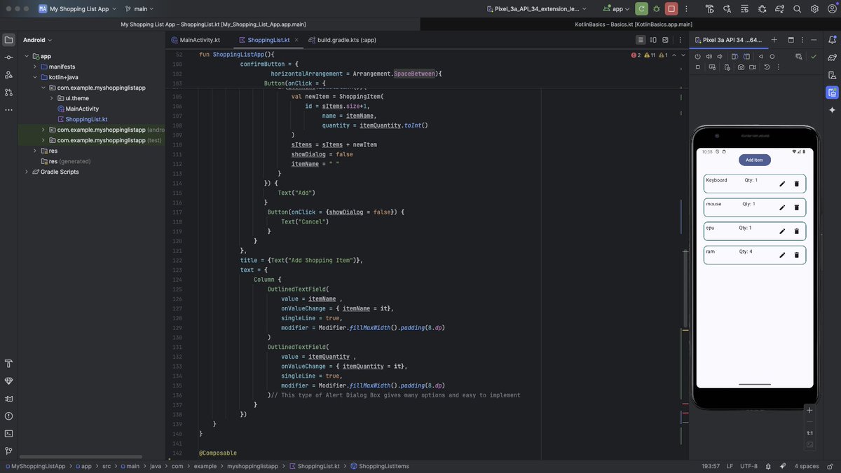 Just wrapped up my second <a href="/Android/">Android</a> project: a Shopping List App.
Built with <a href="/kotlin/">Kotlin by JetBrains</a> , <a href="/AndroidStudio/">Android Studio</a> , and Jetpack Compose for a slick, user-friendly way to manage your lists. 
Take a peek here -&gt; github.com/iprajwallkurs/… 

#AndroidDev #Kotlin #SoftwareDevelopment
