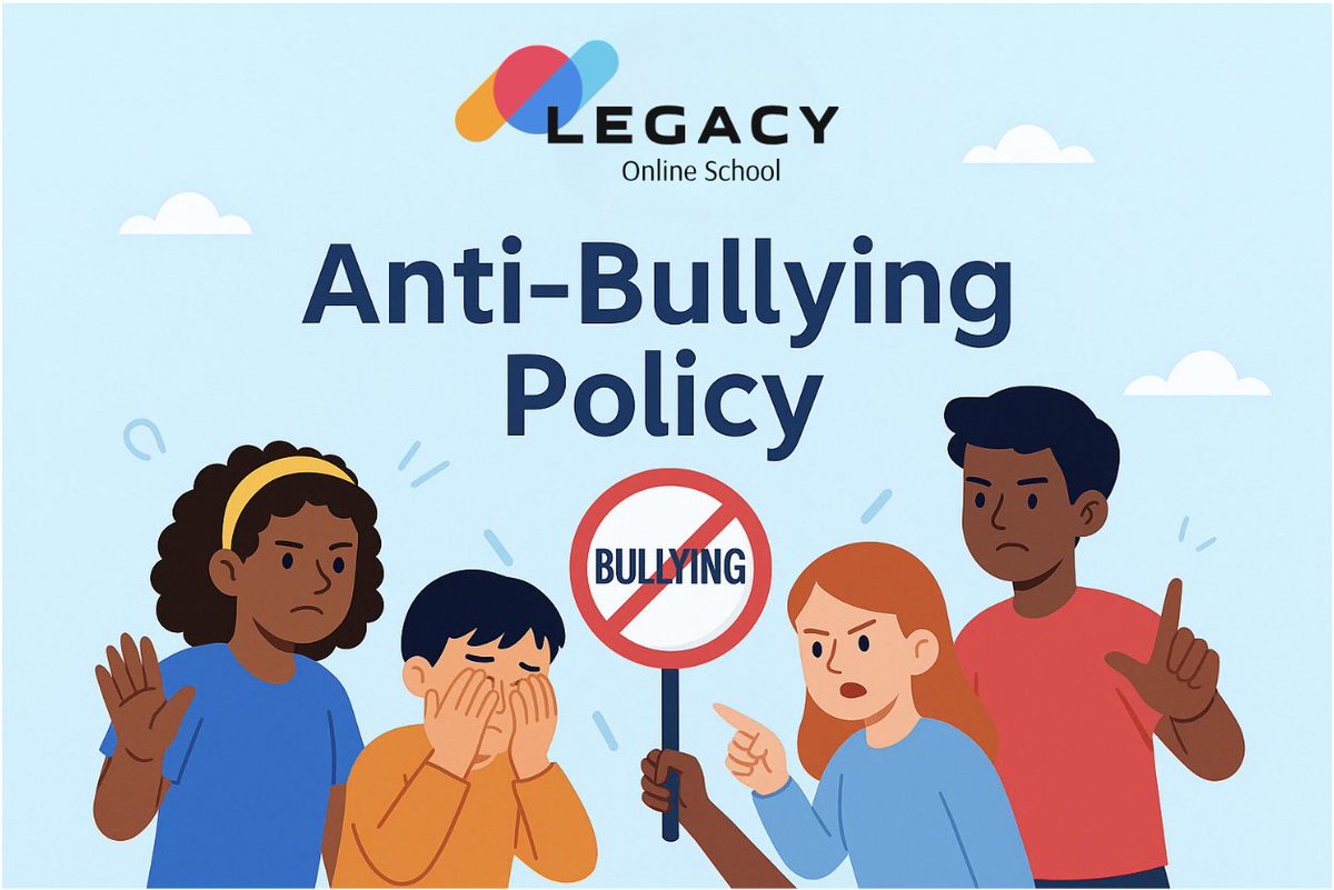 No student should feel unsafe — online or offline. 🛡️

Legacy Online School has a zero-tolerance policy for bullying: verbal, written, visual &amp; cyber. All reports are taken seriously.

📞 +1 (855) 725-4985
📧 lss@legacyonlineschool.com
#LegacyOnlineSchool #StopBullying