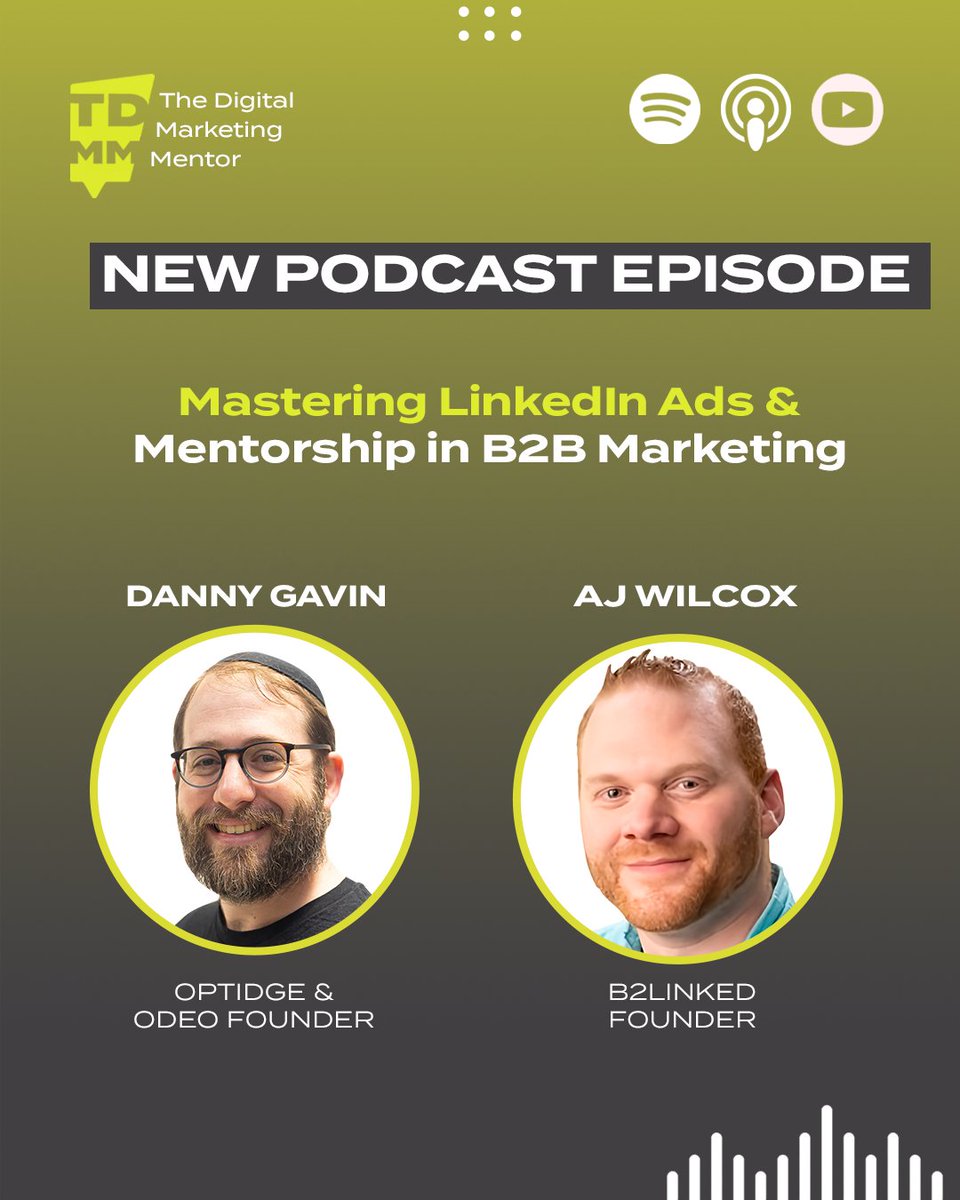 Danny sits down with LinkedIn Ads expert AJ Wilcox to explore his path into marketing, the impact of mentorship throughout his career, and his expert take on B2B advertising strategies that truly perform on LinkedIn.

🎧 Listen now: optidge.com/podcast/086-aj…

#podcast #newepisode