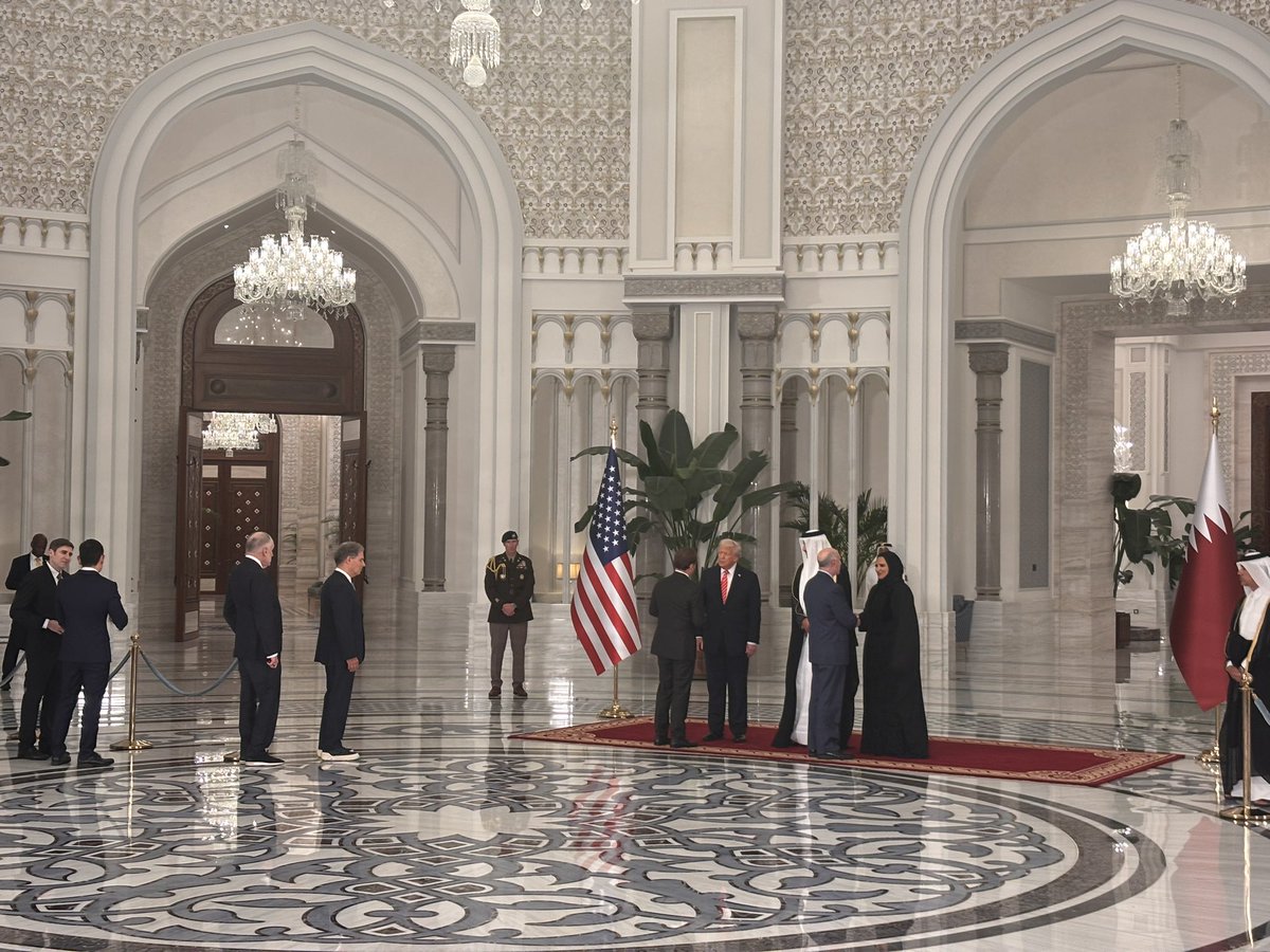 Jennifer Jacobs (@jenniferjjacobs) on Twitter photo Dozens of people in receiving line to shake Trump's hand then Qatari emir's at Lusail Palace. <a href="/RealOmeedMalik/">Omeed Malik</a> and <a href="/GarrettVentry/">Garrett Ventry</a> among the 1st two at front of line. <a href="/ChrisRuddyNMX/">Christopher Ruddy</a> also.
Official state dinner guests include Qatar Airways's Bader Al-Mir, Qatar Central Bank's Dozens of people in receiving line to shake Trump's hand then Qatari emir's at Lusail Palace. <a href="/RealOmeedMalik/">Omeed Malik</a> and <a href="/GarrettVentry/">Garrett Ventry</a> among the 1st two at front of line. <a href="/ChrisRuddyNMX/">Christopher Ruddy</a> also.
Official state dinner guests include Qatar Airways's Bader Al-Mir, Qatar Central Bank's