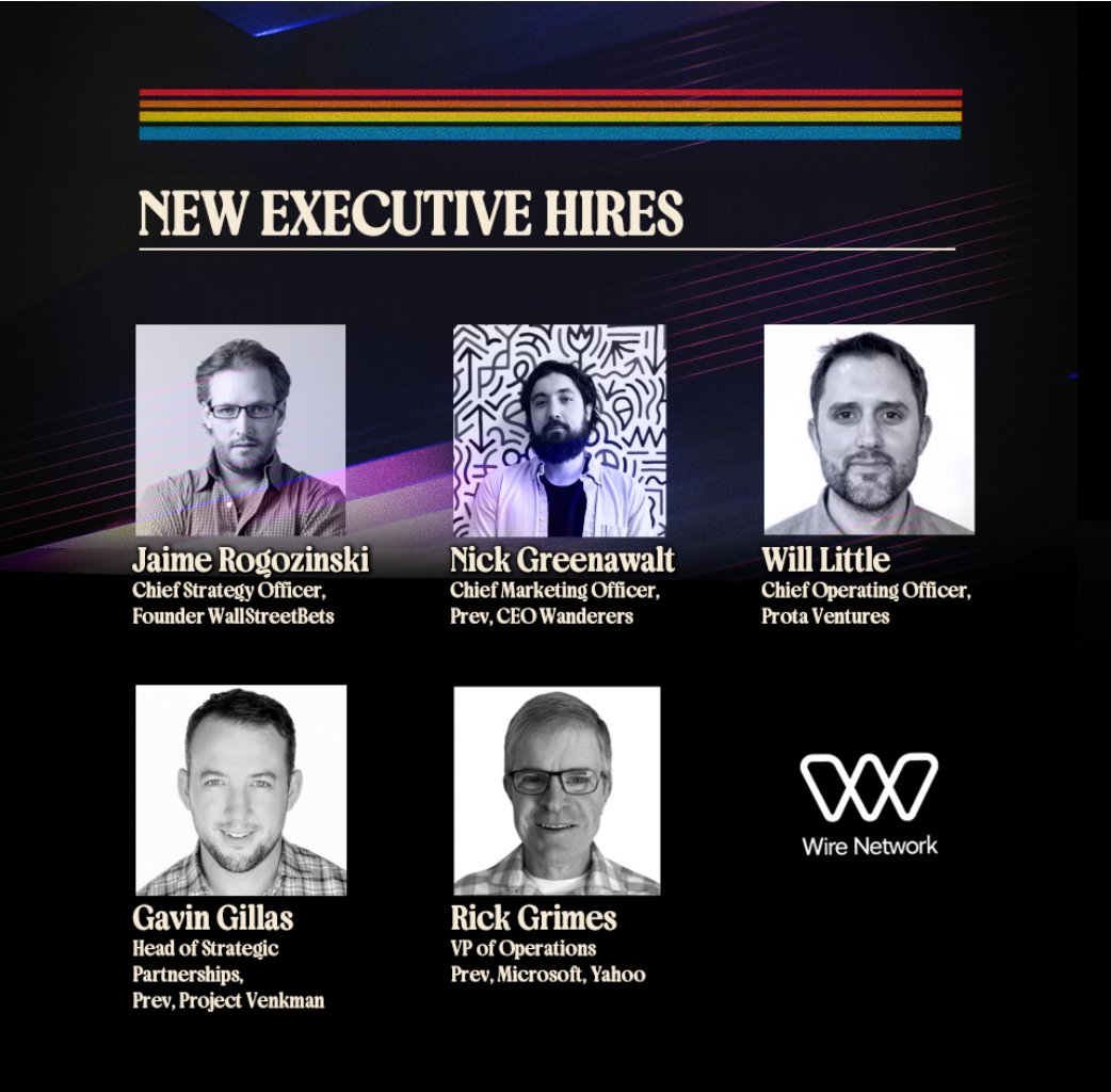We're building a future where crypto ecosystems connect, not compete.

To do that, we've assembled a 🐐 executive team, with experience from @WallstreetBets, <a href="/Microsoft/">Microsoft</a>, <a href="/Wanderers/">Wanderers</a>, and more.

Slowly, then all at once.