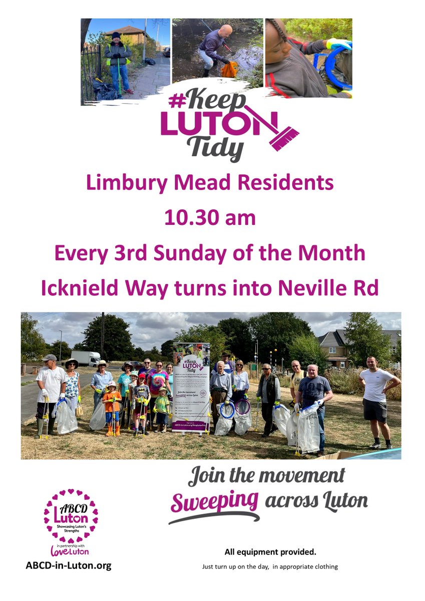 ABCD-in-Luton (@abcd_in_luton) on Twitter photo This weeks events
Sat 9-11am, <a href="/FerrarsAcademy/">The Ferrars Academy</a> annual open litter pick in Lewsey Park
Sun 10.30am, Limbury Mead Monthly Group
Join the movement sweeping across the town.
#KeepLutonTidy
ABCD-in-Luton.org This weeks events
Sat 9-11am, <a href="/FerrarsAcademy/">The Ferrars Academy</a> annual open litter pick in Lewsey Park
Sun 10.30am, Limbury Mead Monthly Group
Join the movement sweeping across the town.
#KeepLutonTidy
ABCD-in-Luton.org