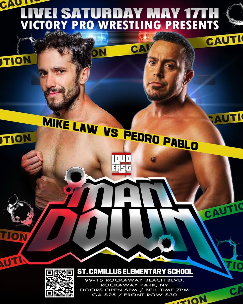 ⚠️ THIS SATURDAY NIGHT 5/17 ⚠️

ROCKAWAY PARK, NY

MIKE LAW 🆚 PEDRO PABLO

🎟️ GET TICKETS: eventbrite.com/e/man-down-tic…

SATURDAY May 17th
99-15 Rockaway Beach Blvd
7:00pm Bell