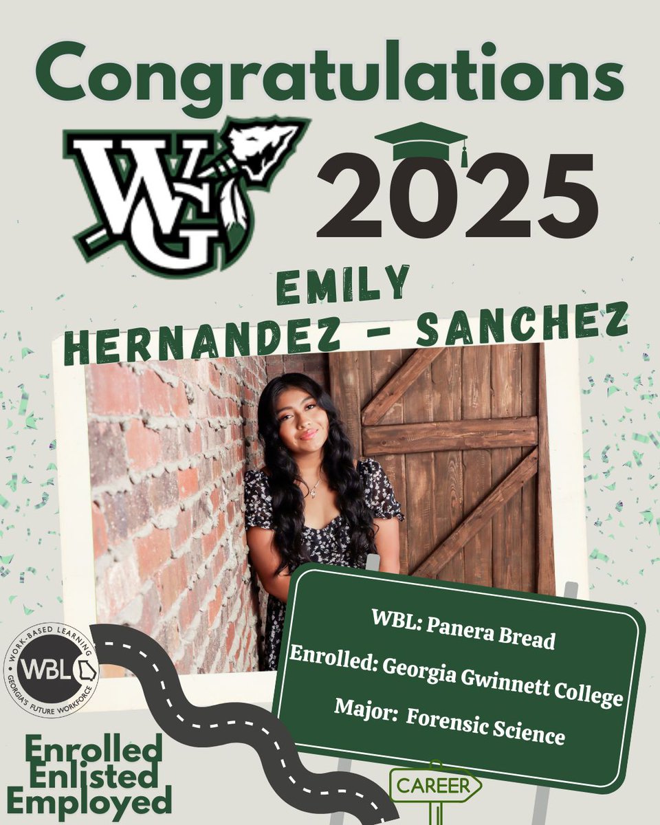 Meet Emily Hernandez-Sanchez, a standout student in our Work-Based Learning program! Emily works at Panera Bread, where she’s building valuable customer service and teamwork skills. After graduation, she plans to attend Georgia Gwinnett College to major in Forensic Science