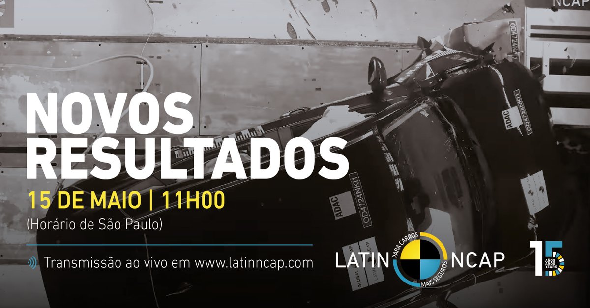 🚨O #LatinNCAP apresenta um novo resultado de seus testes de colisão  

🗓️15 de maio - 11h:00 (horário de São Paulo)  

👉🏼latinncap.com