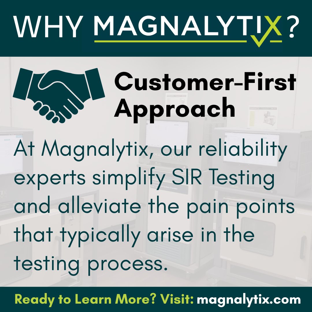 What choose Magnalytix  and our experts for your SIR Testing? Visit our website to learn more about our testing services: magnalytix.com/services/sir-t…

#electronics #reliability #reliabilitytesting #SIRTesting