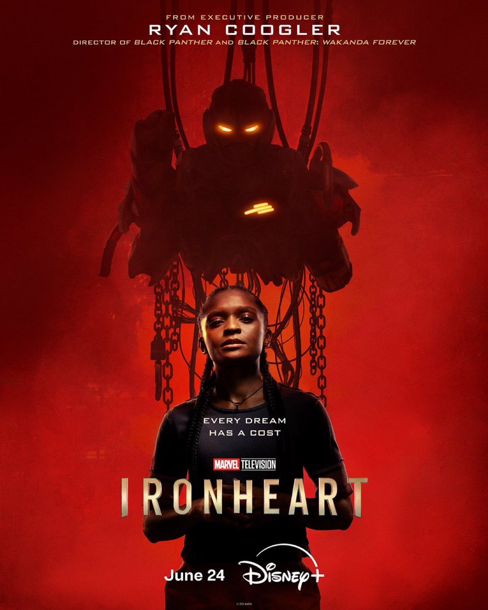 ThePopSignal's tweet photo. The first poster for IRONHEART has been released.
The series premieres June 24 on Disney+.

#Ironheart #DisneyPlus https://t.co/dMR67OdR3F