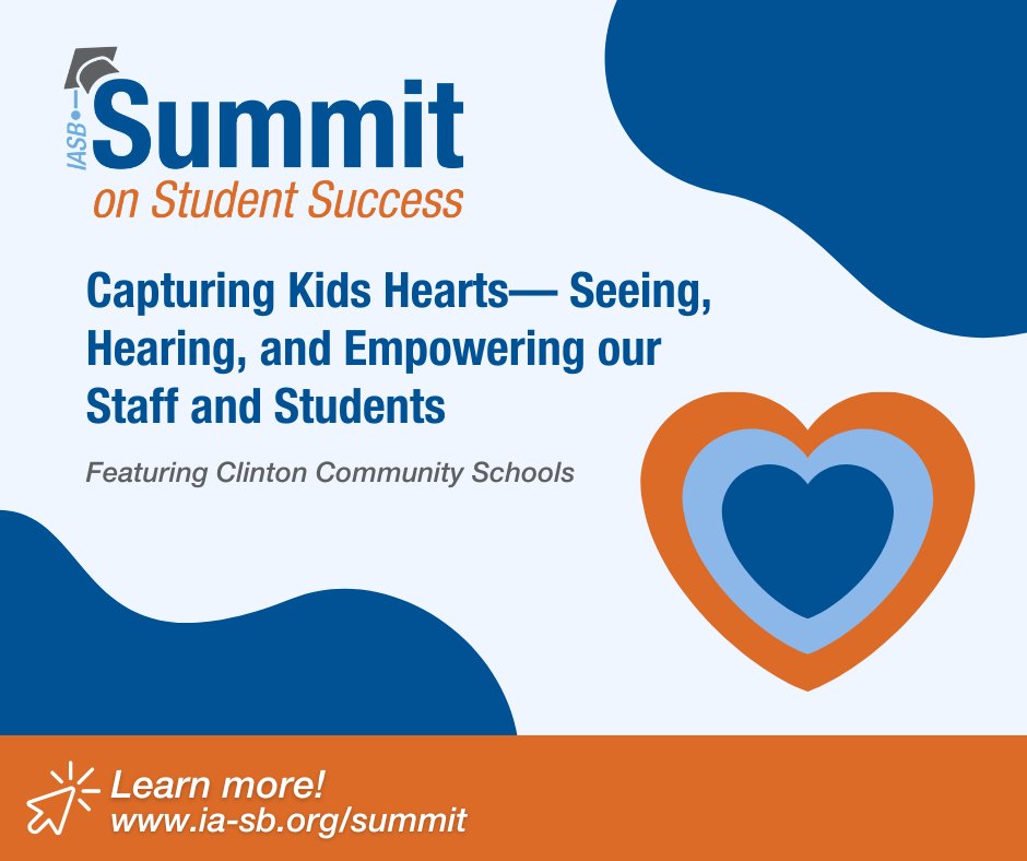 Iowa School Boards (@iasb_iowa) on Twitter photo "If you have a child's heart, you have a child's mind." Join us as <a href="/clinton_schools/">Clinton Community School District</a> share the real-world impact of Capturing Kids' Hearts, a transformational process that puts students at the heart of school culture. Register now: ia-sb.org/summit ♥️ "If you have a child's heart, you have a child's mind." Join us as <a href="/clinton_schools/">Clinton Community School District</a> share the real-world impact of Capturing Kids' Hearts, a transformational process that puts students at the heart of school culture. Register now: ia-sb.org/summit ♥️