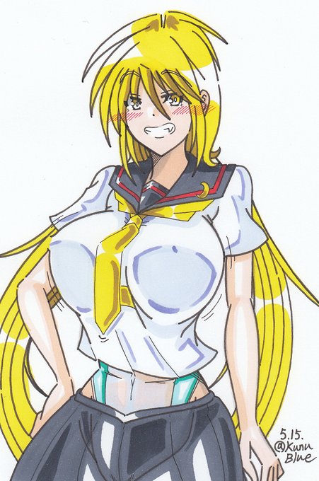 今日はちゃんと制服の下に水着を着ているさっちんを描きました。 