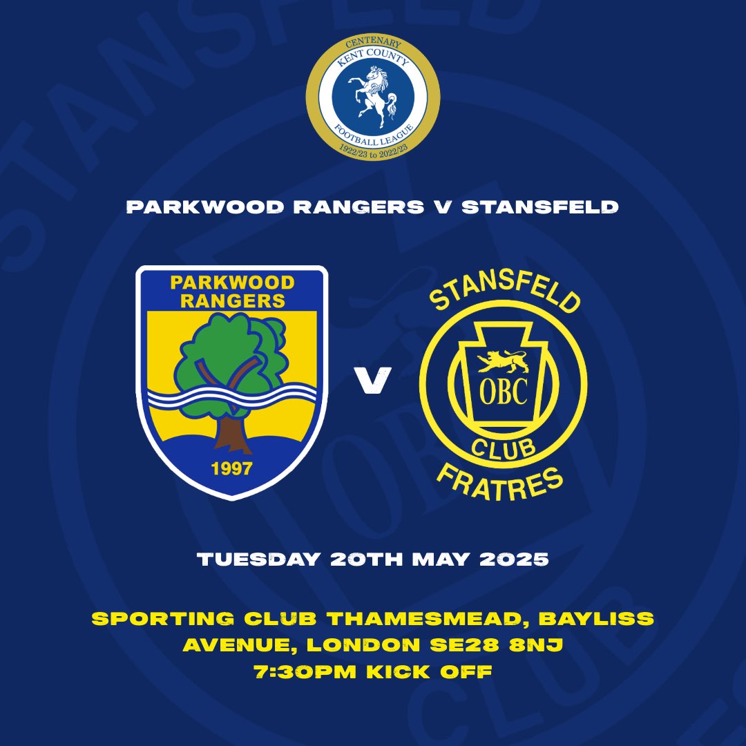 Stansfeld FC (@stansfeldfc) on Twitter photo CUP FINAL ๐ | Our <a href="/KCFL1516/">Kent County FL News</a> Div 1 Side face <a href="/Parkwood_FC/">ParkwoodRangersFC</a> in the ICCJ Final on Tuesday 20th May to be held at Bayliss Avenue - 7:30pm KO CUP FINAL ๐ | Our <a href="/KCFL1516/">Kent County FL News</a> Div 1 Side face <a href="/Parkwood_FC/">ParkwoodRangersFC</a> in the ICCJ Final on Tuesday 20th May to be held at Bayliss Avenue - 7:30pm KO