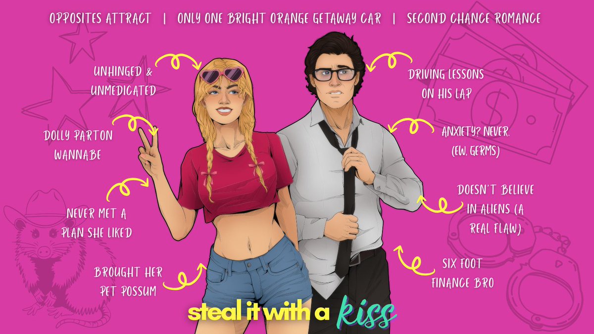 work hard and earn money the right way? ❌
Impulsively rob a bank, kidnap your stick-in-the-mud ex-boyfriend &amp; force him on your hare-brained escape to Mexico? ✅

Trope map for my new romcom, STEAL IT WITH A KISS
#writingcommunity #editors