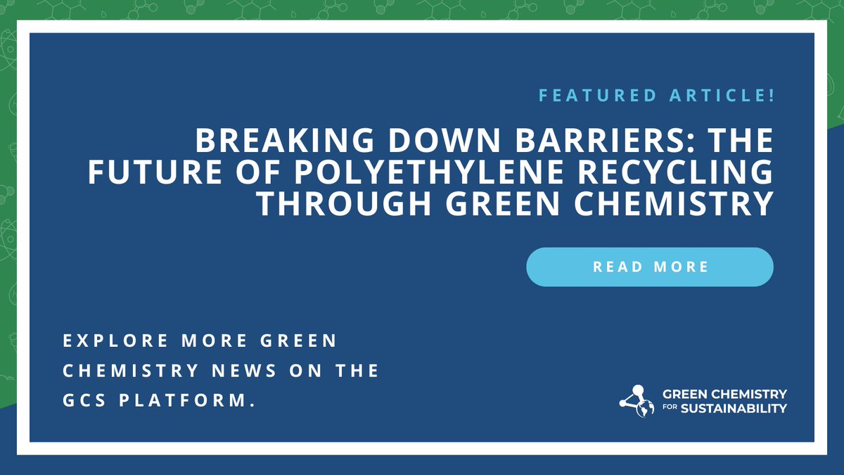 ACS Green Chemistry Institute (@acsgci) on Twitter photo New research is tackling one of the biggest challenges in plastics recycling: polyethylene. A team supported by <a href="/YaleGreenChem/">Yale Green Chemistry</a> has developed a recyclable alternative to create high-performance materials from plant-based alcohols. Learn more: brnw.ch/21wSEwy New research is tackling one of the biggest challenges in plastics recycling: polyethylene. A team supported by <a href="/YaleGreenChem/">Yale Green Chemistry</a> has developed a recyclable alternative to create high-performance materials from plant-based alcohols. Learn more: brnw.ch/21wSEwy