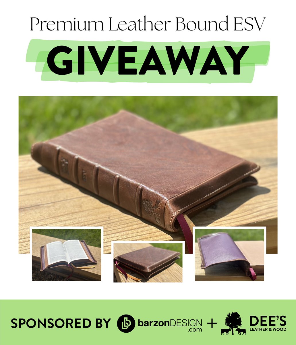 Josh Barzon (@joshuabarzon) on Twitter photo LEATHER BIBLE GIVEAWAY๐จ๐๐จ
Iโm giving away a GORGEOUS hand bound ESV that <a href="/calebcdee/">Caleb Dee</a> has generously contributed for this #barzonDESIGN giveaway.
Entering is Simple:
1๏ธโฃ Follow me+Share/RT this post
2๏ธโฃ Tag a friend๐๐ผ
Picking winner on Sunday, 5/18/25
Bible details below โฌ๏ธ LEATHER BIBLE GIVEAWAY๐จ๐๐จ
Iโm giving away a GORGEOUS hand bound ESV that <a href="/calebcdee/">Caleb Dee</a> has generously contributed for this #barzonDESIGN giveaway.
Entering is Simple:
1๏ธโฃ Follow me+Share/RT this post
2๏ธโฃ Tag a friend๐๐ผ
Picking winner on Sunday, 5/18/25
Bible details below โฌ๏ธ