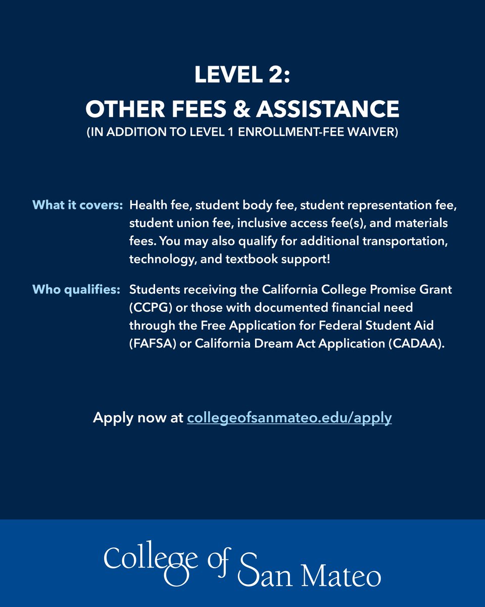 We dropped the fees, and CSM is FREE for qualifying San Mateo County residents pursuing a degree or certificate!

The Summer 2025 Session starts on June 9, &amp; the Fall 2025 Semester begins on August 13!

Get started today: collegeofsanmateo.edu/freecollege