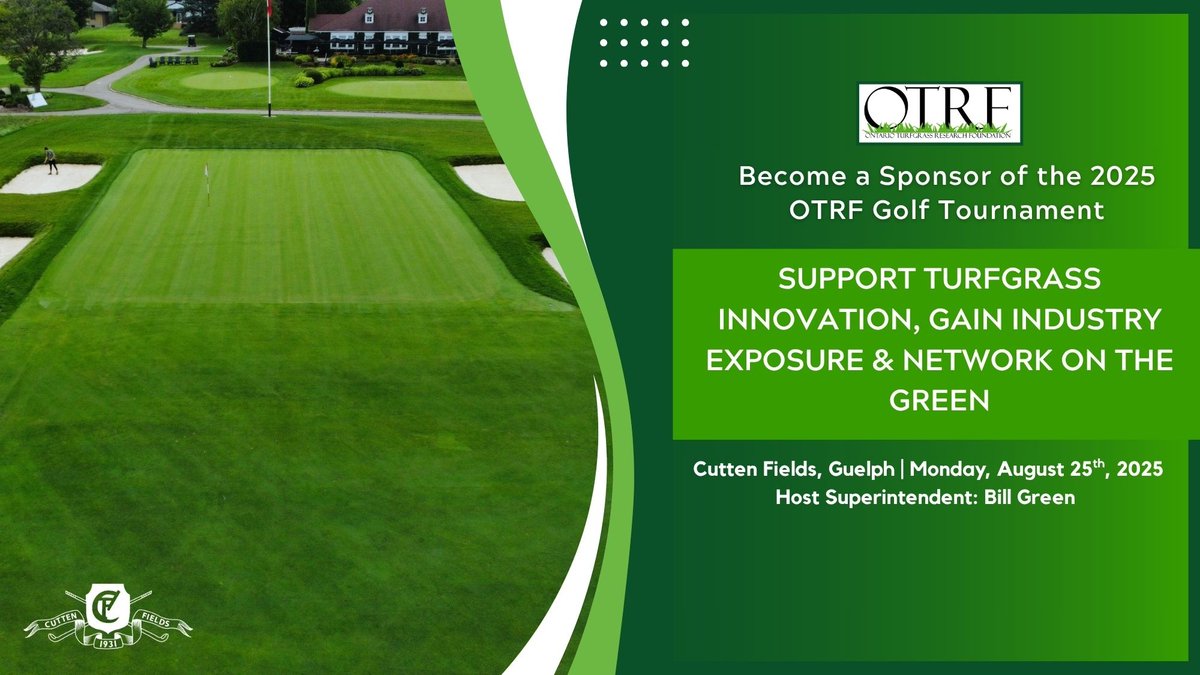 ⛳️ Sponsorships are now open for the 2025 #OTRF Golf Tournament!
Show your support for #turfgrass research and sponsor a food, beverage, or on-course station. 

📍 Cutten Fields, Guelph
🗓 Aug 25, 2025

For more info about sponsorship packages, visit: l8r.it/64C0