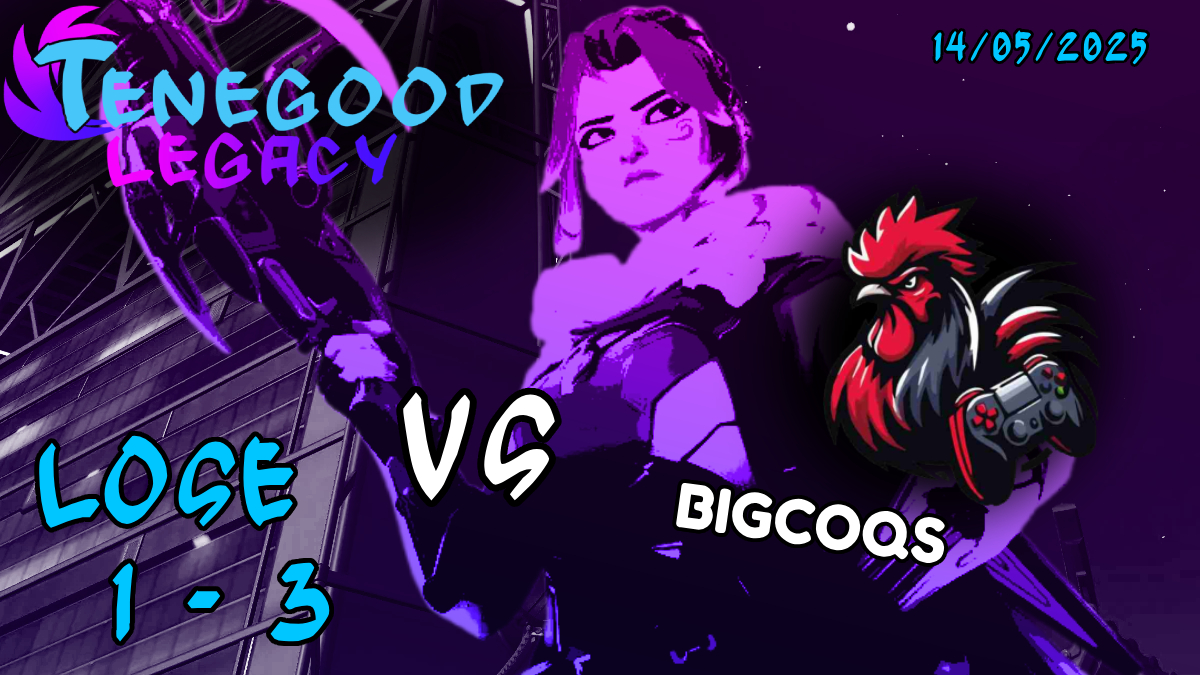 C'était un match intense pour Tenegood Legacy, qui se termine malheureusement sur une lose face à <a href="/BIGCOQS/">BIG COQS</a>...
Il nous reste 1 match pour finir le Stage 2 du #OAFO2025, on va se donner à fond !
GGs