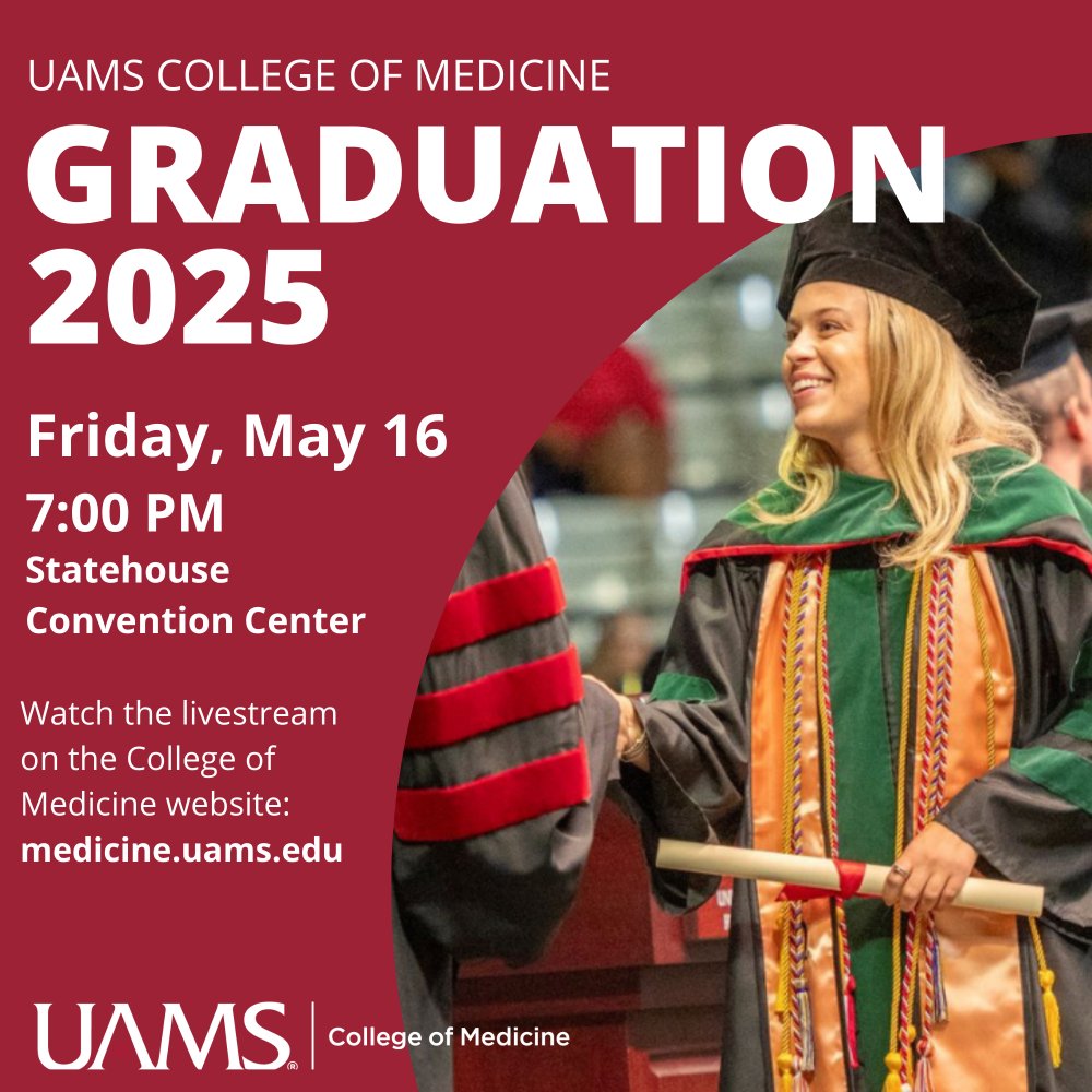 UAMS College of Medicine (@uams_com) on Twitter photo Join us for the UAMS College of Medicine Graduation on Friday, May 16 at 7:00 p.m., online at medicine.uams.edu Join us for the UAMS College of Medicine Graduation on Friday, May 16 at 7:00 p.m., online at medicine.uams.edu