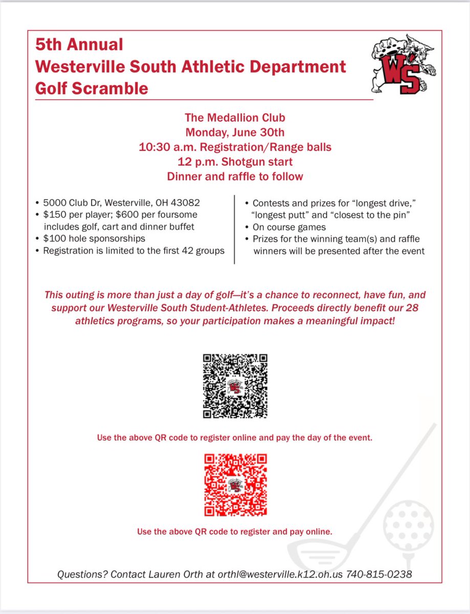 Westerville South Athletics (@southwildcats) on Twitter photo 2025 WS Golf Scramble @ Medallion Club! <a href="/Baseball_WSHS/">Westerville South Baseball</a> <a href="/WSHSBoysSoccer/">WSHS Boys Soccer</a> <a href="/WSHSWildcatsFB/">WSHS Football</a> <a href="/SouthBasketball/">Westerville South</a> <a href="/WSladycats/">Westerville South Wildcats</a> <a href="/SouthMatCats/">Westerville South High School Wildcat Wrestling</a> <a href="/TouchdownSouth/">Westerville South Touchdown Club 🏴🐾</a> <a href="/WSBands/">Westerville South Bands</a> <a href="/WSouthLacrosse/">Westerville South Lax</a> <a href="/WCSOH/">Westerville Schools</a> <a href="/WSHSTheatre/">Westerville South High School</a> 2025 WS Golf Scramble @ Medallion Club! <a href="/Baseball_WSHS/">Westerville South Baseball</a> <a href="/WSHSBoysSoccer/">WSHS Boys Soccer</a> <a href="/WSHSWildcatsFB/">WSHS Football</a> <a href="/SouthBasketball/">Westerville South</a> <a href="/WSladycats/">Westerville South Wildcats</a> <a href="/SouthMatCats/">Westerville South High School Wildcat Wrestling</a> <a href="/TouchdownSouth/">Westerville South Touchdown Club 🏴🐾</a> <a href="/WSBands/">Westerville South Bands</a> <a href="/WSouthLacrosse/">Westerville South Lax</a> <a href="/WCSOH/">Westerville Schools</a> <a href="/WSHSTheatre/">Westerville South High School</a>