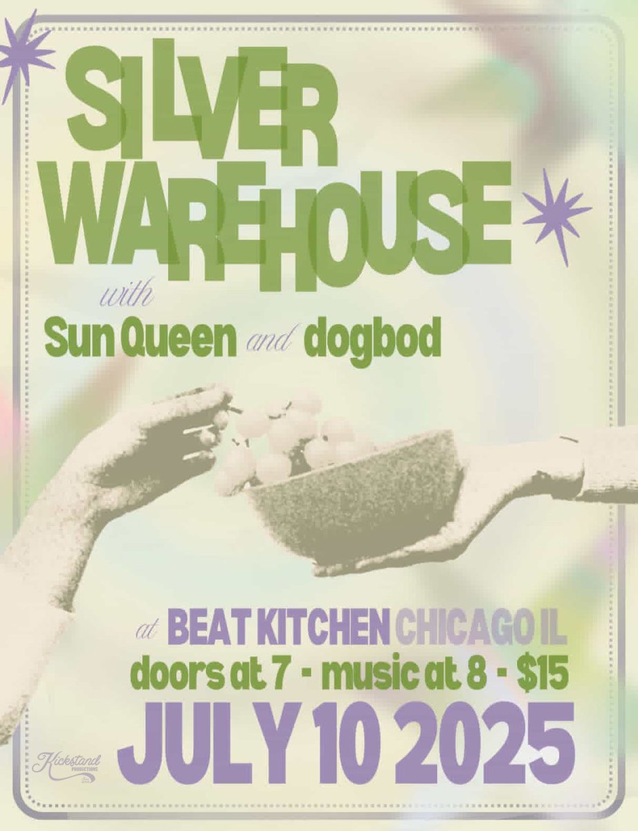 ✨ JUST ANNOUNCED ✨
<a href="/SilverWarehouse/">Silver Warehouse</a> with Sun Queen &amp; <a href="/dogbodband/">DogBod</a> 
📆 THURS., JULY 10 at <a href="/beatkitchenbar/">Beat Kitchen</a> 
🎟 ON SALE NOW
🔗 bit.ly/4jJXhr8