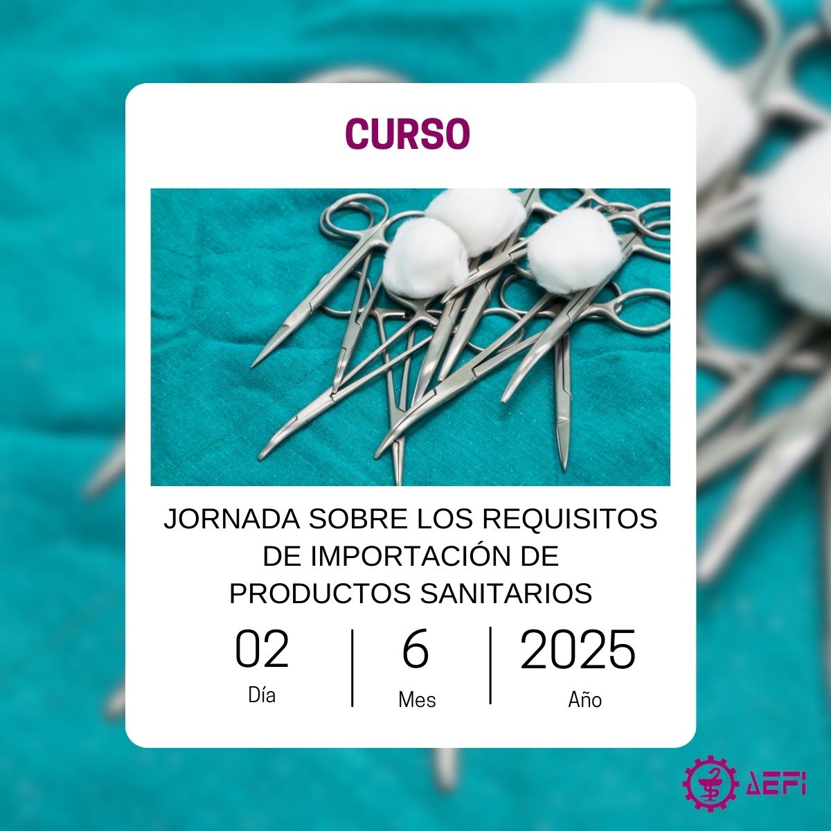 🔍 Nueva jornada AEFI sobre los requisitos de importación de productos sanitarios

📅02/06/2025
📍Presencial en Barcelona. Gran Hotel Havana. Gran Via, 647. 08010 Barcelona
🕗De 09:45h a 15:00h

¡Apúntate! 

👉🏻 aefi.org/eventos/jornad…

#AEFI