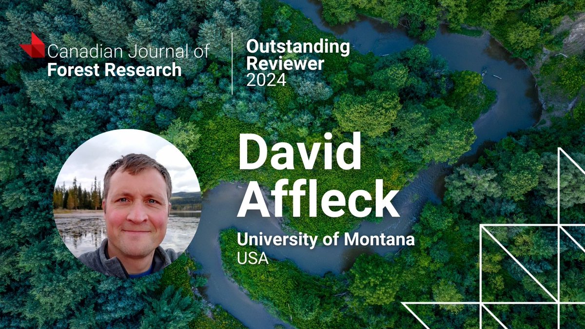 Canadian Journal of Forest Research (@canjforestres) on Twitter photo We’re proud to recognize and thank David Affleck (<a href="/umontana/">University of Montana</a>) as one of our 2024 #OutstandingReviewers! 🌟
Our mission to help researchers enhance the rigour and relevance of their work relies on the expertise of our peer reviewers. Learn more ▶️ ow.ly/F1eb50VS5jw We’re proud to recognize and thank David Affleck (<a href="/umontana/">University of Montana</a>) as one of our 2024 #OutstandingReviewers! 🌟
Our mission to help researchers enhance the rigour and relevance of their work relies on the expertise of our peer reviewers. Learn more ▶️ ow.ly/F1eb50VS5jw