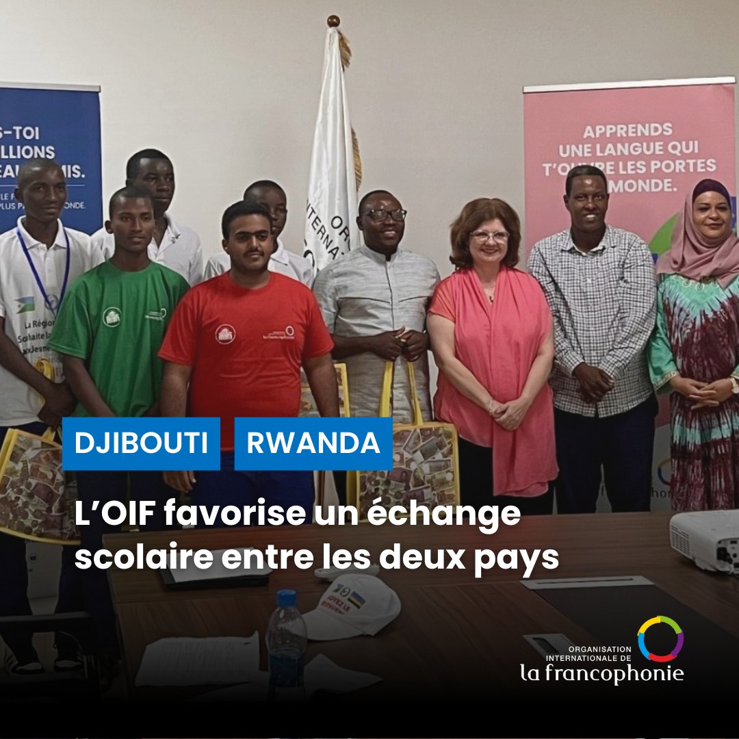 L’OIF lance un premier échange scolaire francophone entre #Djibouti et le #Rwanda, offrant à des jeunes une expérience unique de la #Francophonie vivante. 

🔗 En savoir plus : ow.ly/rk3U50VSLVf