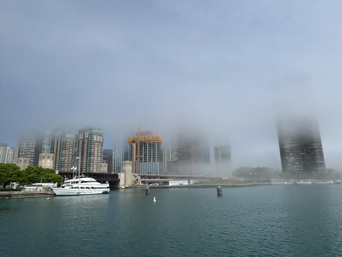 This morning #Chicago was not so much a windy city. Also no windfall to speak of for me so far today. Rather impressive San Francisco vibes on the waterfront at lake Michigan.