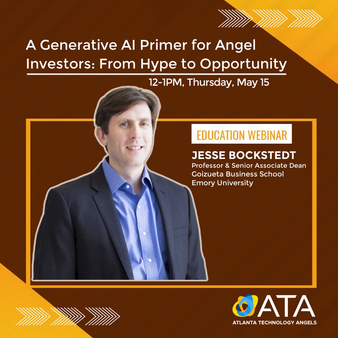 [JOIN US 12pm Thursday 5/15] This session offers a practical primer on Generative AI for angel investors: demystifying how the technology works, spotlighting cutting-edge use cases and startups, and exploring the rise of verticalized AI businesses. eventbrite.com/e/131525225790……