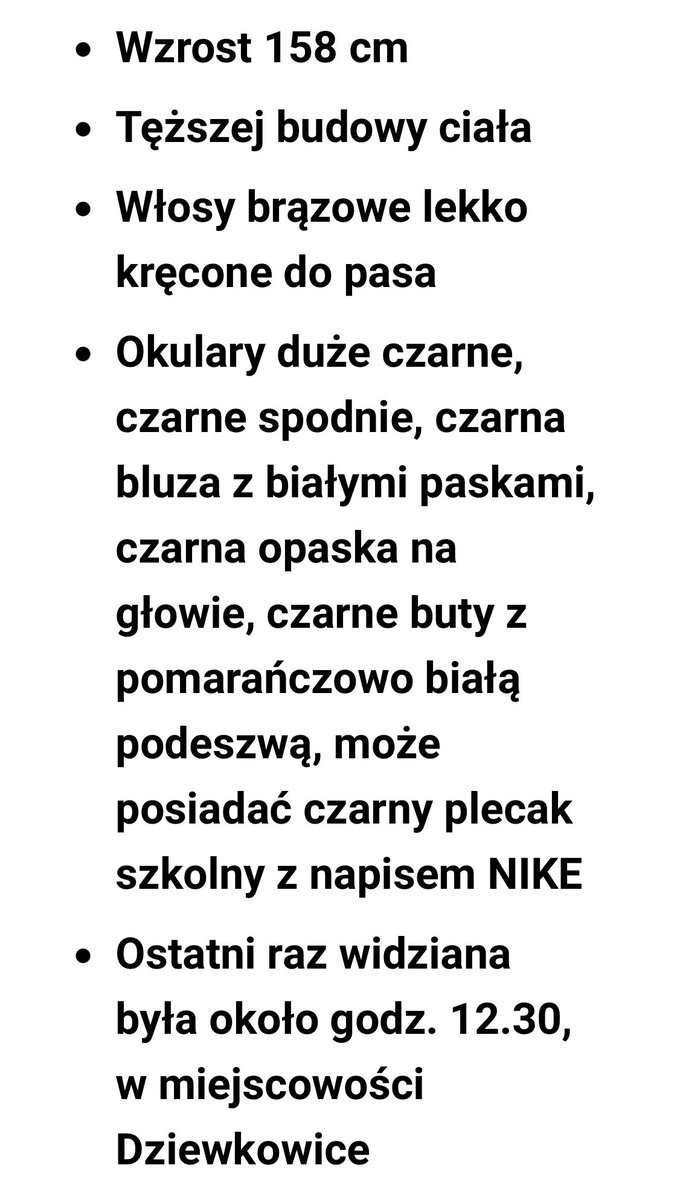 W naszym regionie uruchomiono Child Alert. Podejrzenie, że dziecko zostało porwane i że jego życie lub zdrowie jest zagrożone.