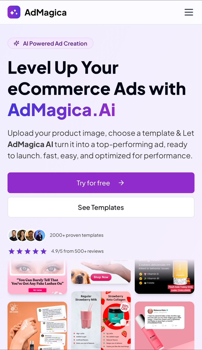 khvicha (@parsa4real) on Twitter photo Meet <a href="/AdMagica/">AdMagica AI</a> — the AI that plans, writes, and designs ad creatives for your eCom brand.
No agency. No designer. Just your product.
300+ founders already using it.
Comment “AdMagica” to get 500 ad templates FREE. Meet <a href="/AdMagica/">AdMagica AI</a> — the AI that plans, writes, and designs ad creatives for your eCom brand.
No agency. No designer. Just your product.
300+ founders already using it.
Comment “AdMagica” to get 500 ad templates FREE.