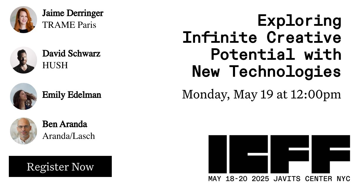 Trame Paris (@trameparis) on Twitter photo TRAME Head of Brand <a href="/jaimederringer/">Jaime Derringer</a> will be speaking at the International Contemporary Furniture Fair <a href="/ICFF/">ICFF</a>
in NYC on May 19th at 12 pm about Generative Design with <a href="/ArandaLasch/">Aranda\Lasch</a> <a href="/emailyedelman/">emily edelman</a> and David Schwarz. DM us if you would like to come and we can share a free pass! TRAME Head of Brand <a href="/jaimederringer/">Jaime Derringer</a> will be speaking at the International Contemporary Furniture Fair <a href="/ICFF/">ICFF</a>
in NYC on May 19th at 12 pm about Generative Design with <a href="/ArandaLasch/">Aranda\Lasch</a> <a href="/emailyedelman/">emily edelman</a> and David Schwarz. DM us if you would like to come and we can share a free pass!