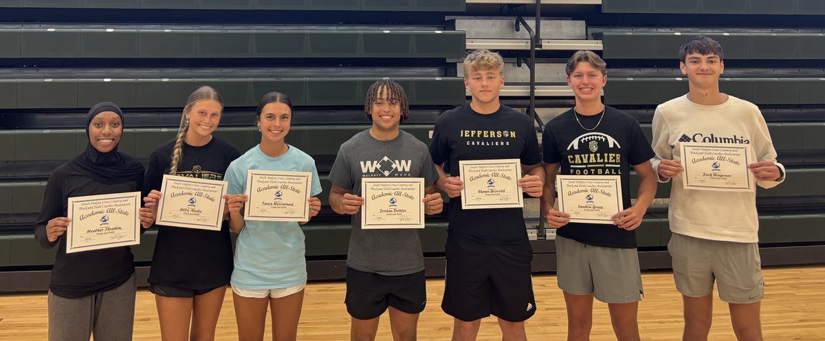 Jefferson Cavalier Track and Field/Cross Country (@sfjeffersonxctf) on Twitter photo Congrats to our Academic All-State Athletes!
What a great honor for Heather I, Ella M, Taryn H, Jordan D, Shawn B, Landon G, and Jack W. Not Pictured: Brady A and Tyler Y
<a href="/SDCCTFCA/">South Dakota CC & TF Coaches Association</a> Congrats to our Academic All-State Athletes!
What a great honor for Heather I, Ella M, Taryn H, Jordan D, Shawn B, Landon G, and Jack W. Not Pictured: Brady A and Tyler Y
<a href="/SDCCTFCA/">South Dakota CC & TF Coaches Association</a>