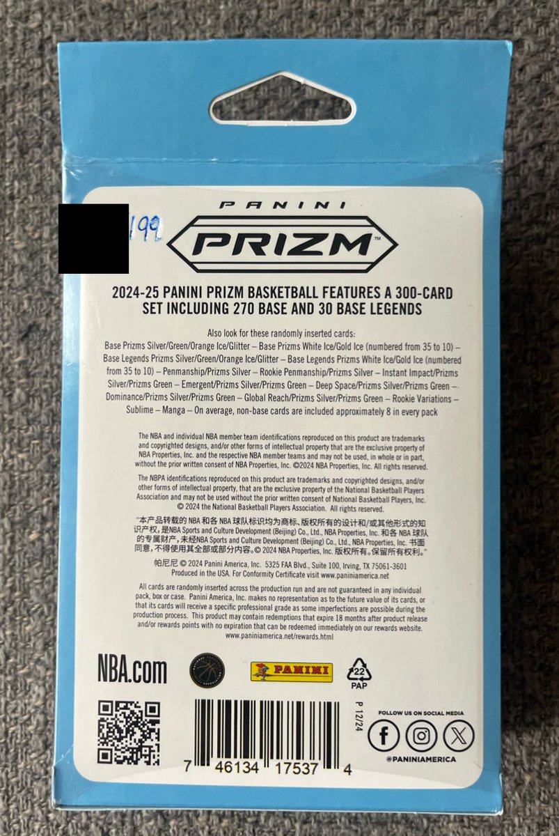 We numbered /199 this #NBA Prizm 2024/25 hanger &amp; we’re shipping it for FREE to the first follower who guesses what number it is 🤝

Only 1 guess per page &amp; must be following <a href="/TheHobby247/">The Hobby 24/7</a> to win 🤝 #TheHobby