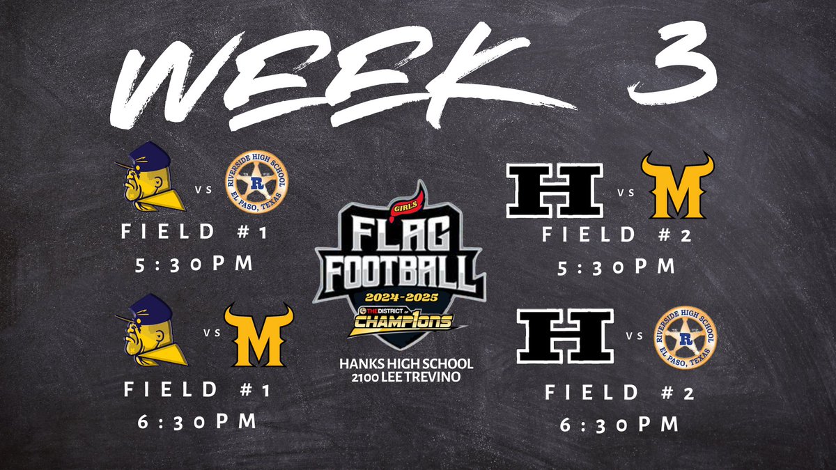 THE KINGDOM ATHLETICS (@hanksathletics) on Twitter photo 🚨 Update - Flag Football 🚨
Our Week 3 Games have been postponed until TOMORROW, Thursday, May 15th, due to the high winds expected this afternoon.
Join us at #TheKingdom mañana!
<a href="/YISDAthletics1/">YISD Athletics</a> | <a href="/JMHanksHigh/">J.M. Hanks High School</a> 🚨 Update - Flag Football 🚨
Our Week 3 Games have been postponed until TOMORROW, Thursday, May 15th, due to the high winds expected this afternoon.
Join us at #TheKingdom mañana!
<a href="/YISDAthletics1/">YISD Athletics</a> | <a href="/JMHanksHigh/">J.M. Hanks High School</a>