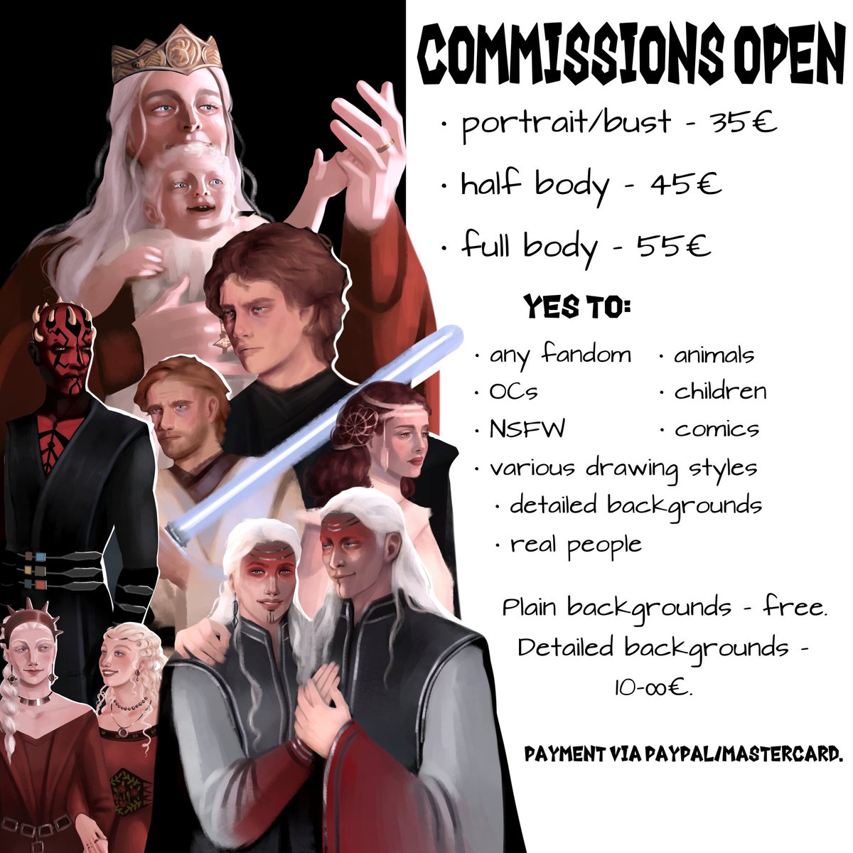 VaelaRoyce's tweet image. Hello again!

Three slots available😌✨

Any fandom, any style (dm me for more information, I don&apos;t bite!)

#asoiaf #StarWars #hotd #tcw #Andor #houseofthedragon #swtor #GameOfThrones #Avatar #arcane    #Marvel #dc #originalcharacter #Twilight #commission #vaelaroyce