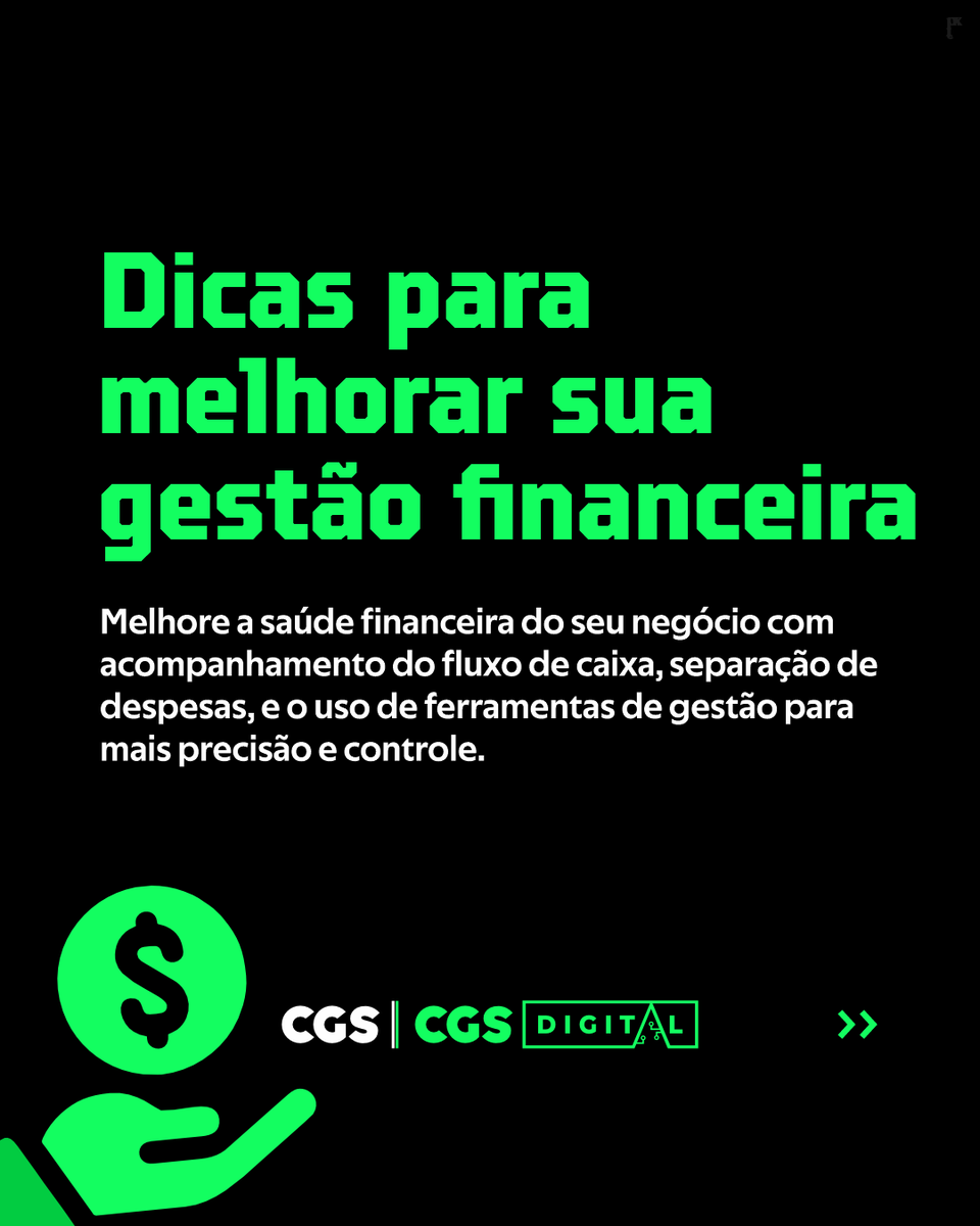 CGSDIGITAL_'s tweet photo. Gestão financeira afiada começa com as escolhas certas. Confira nossas dicas! 💡📊 #GestãoInteligente #CGS https://t.co/J8wqjtPDM1