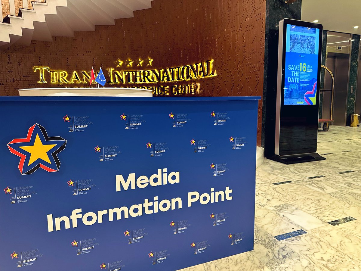 🟢 Starting on Thursday, May 15, at 14:00, the EPC Summit Information Point will be open on the first floor of the Tirana International Hotel. 
🎙️Journalists who have completed the accreditation process are requested to visit this info point to get their accreditation badges.