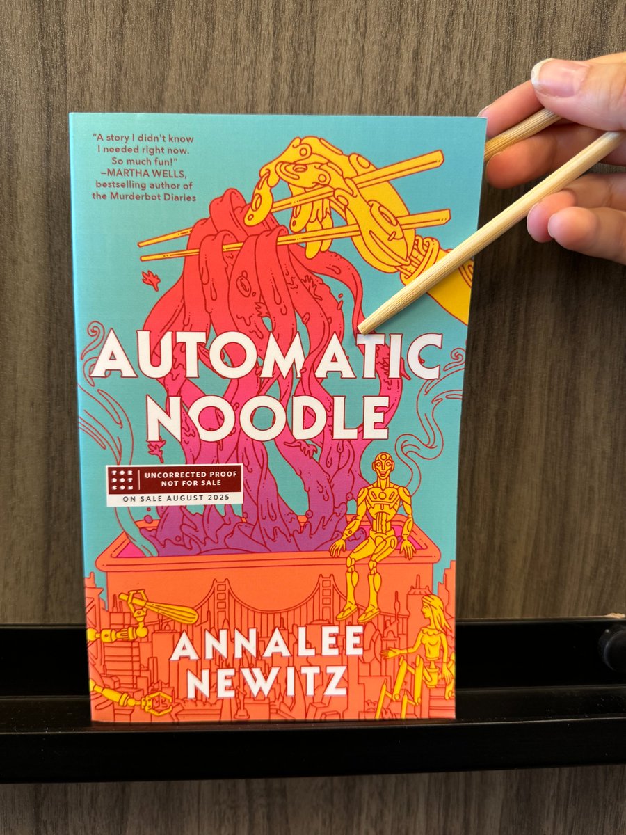 Tordotcom Publishing (@tordotcompub) on Twitter photo “This heartwarming tale of found family, exquisite food, and loveable bots overcoming society's flawed codes will make readers say, 'Yes, chef!'” — <a href="/samitbasu/">Samit Basu</a>, author of The Jinn-Bot of Shantiport on Automatic Noodle by <a href="/Annaleen/">Annalee Newitz is @annaleen@wandering.shop</a> 🤖🍜 “This heartwarming tale of found family, exquisite food, and loveable bots overcoming society's flawed codes will make readers say, 'Yes, chef!'” — <a href="/samitbasu/">Samit Basu</a>, author of The Jinn-Bot of Shantiport on Automatic Noodle by <a href="/Annaleen/">Annalee Newitz is @annaleen@wandering.shop</a> 🤖🍜