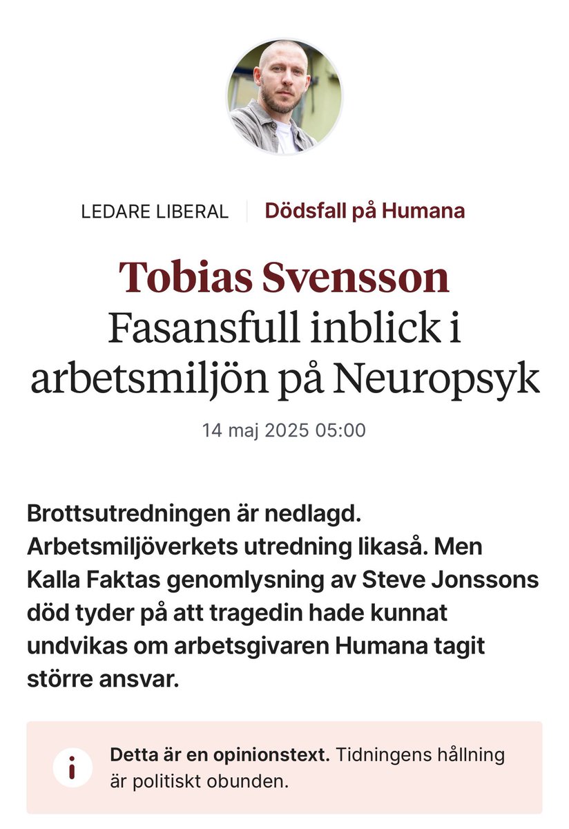 Ledare i Söderhamns-Kuriren idag.