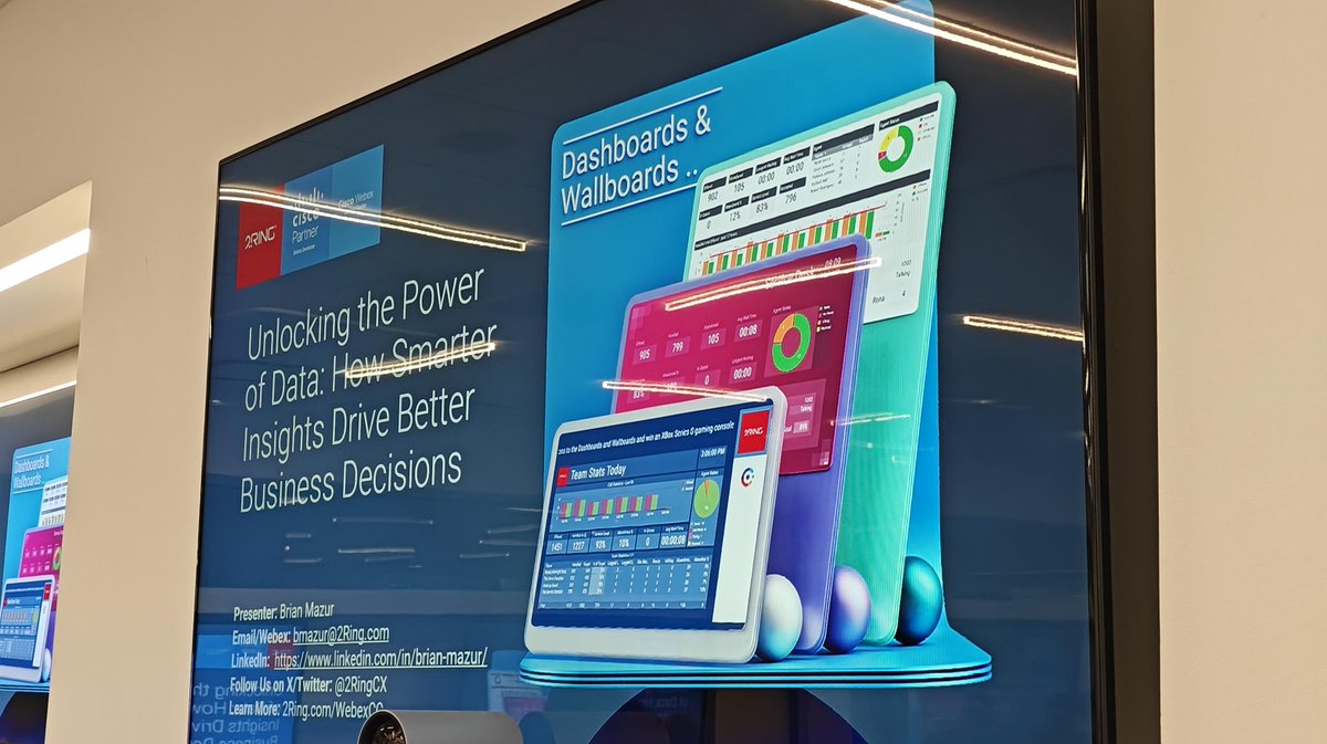 2RingCX's tweet image. 🚀 Kudos to Brian &amp;amp; Ossamah for their stellar #WebexCC Tech Summit presentation! 🌟 Discover our #2RingCX #Dashboards &amp;amp; #Wallboards. If you&apos;re attending the summit, stop by our table to learn more! 📊📈 #WebexCCTechSummit #2Ring #WxCC #CiscoPartner #CiscoCC #CiscoCollaboration