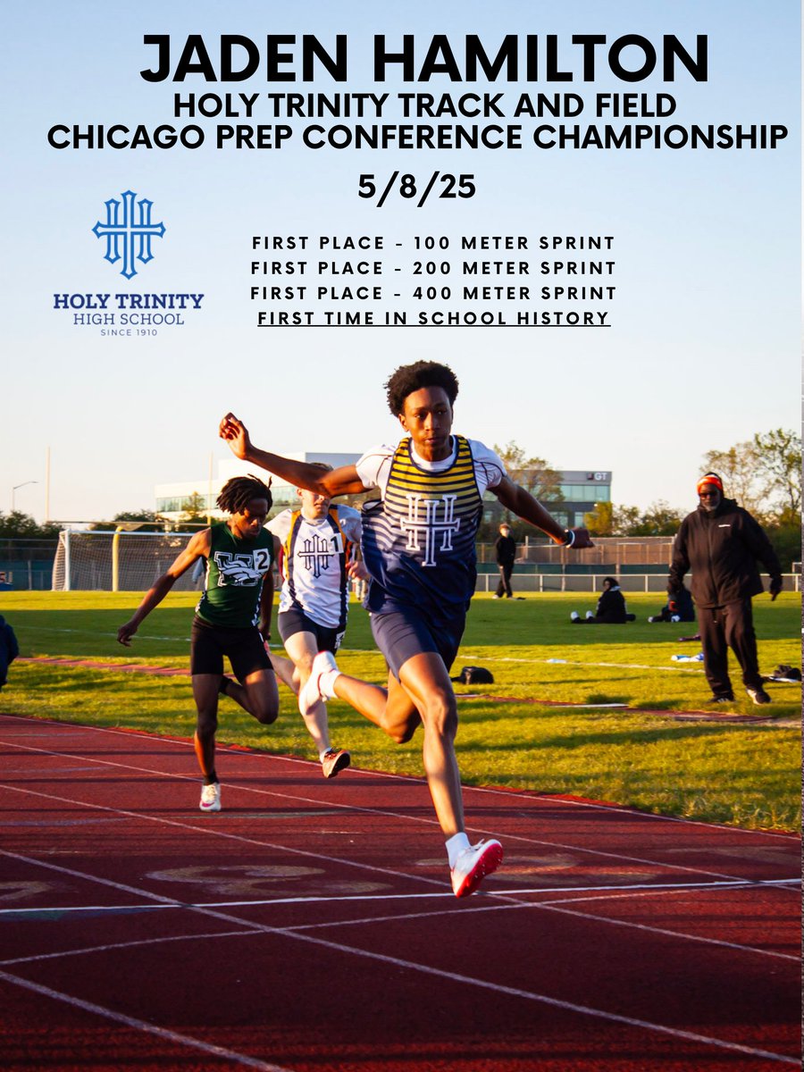 Eli Schwadron (@holytrinityad) on Twitter photo Congrats to junior c/o 2026 Jaden Hamilton on his historic sweep of sprint events on May 8th. First time in school history.
👏👏👏 Congrats to junior c/o 2026 Jaden Hamilton on his historic sweep of sprint events on May 8th. First time in school history.
👏👏👏