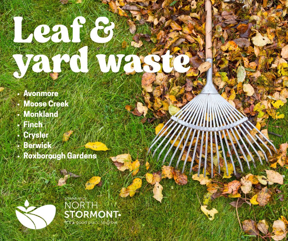 Yard waste pickup will be starting on May 19 and will be happening throughout the week. Residents are encouraged to have their items out for collection by 7 a.m. on May 19.

MORE INFO: northstormont.ca/living-stormon…